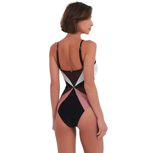 PatBO Colorblock Halter One Piece in Black white Small New Womens Swimsuit - Picture 10 of 12